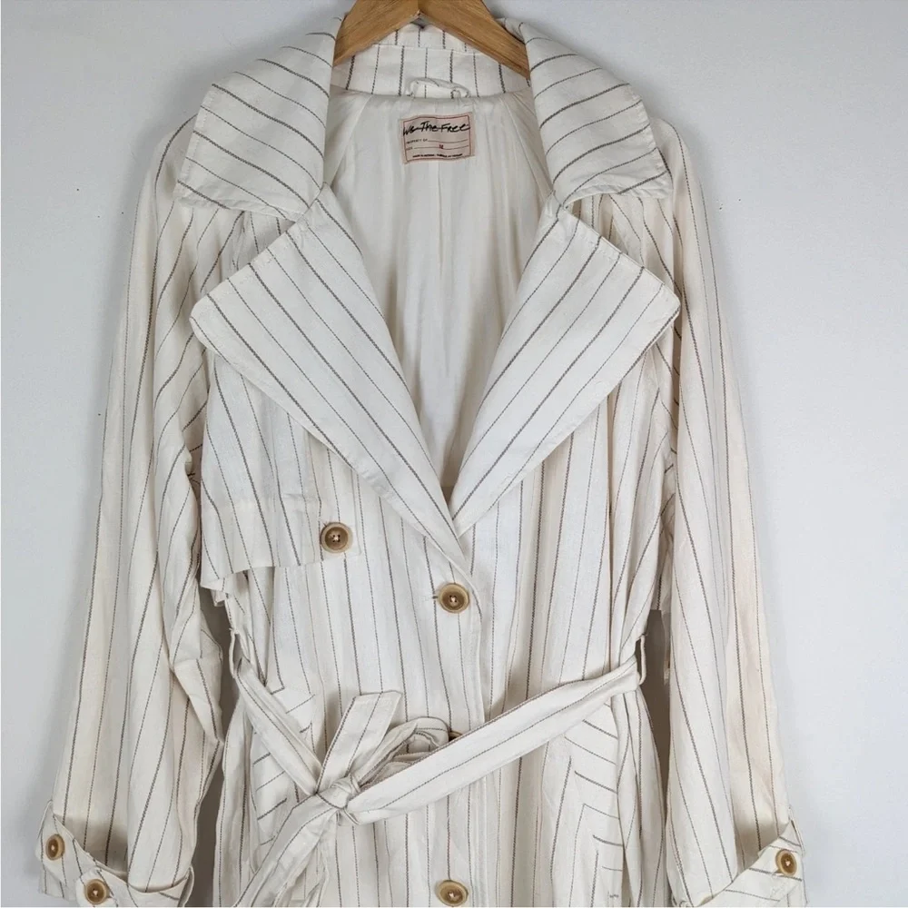 We The Free / Free People Melia Mac Linen Blend Contemporary & cool Trench Coat - Picture 4 of 9